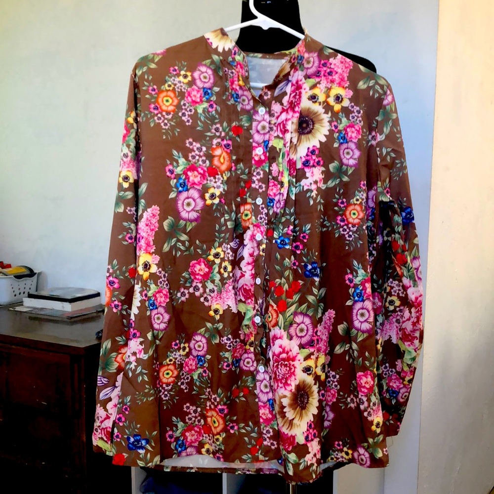 NWOT • Floral Button up Dress Top • Size XL